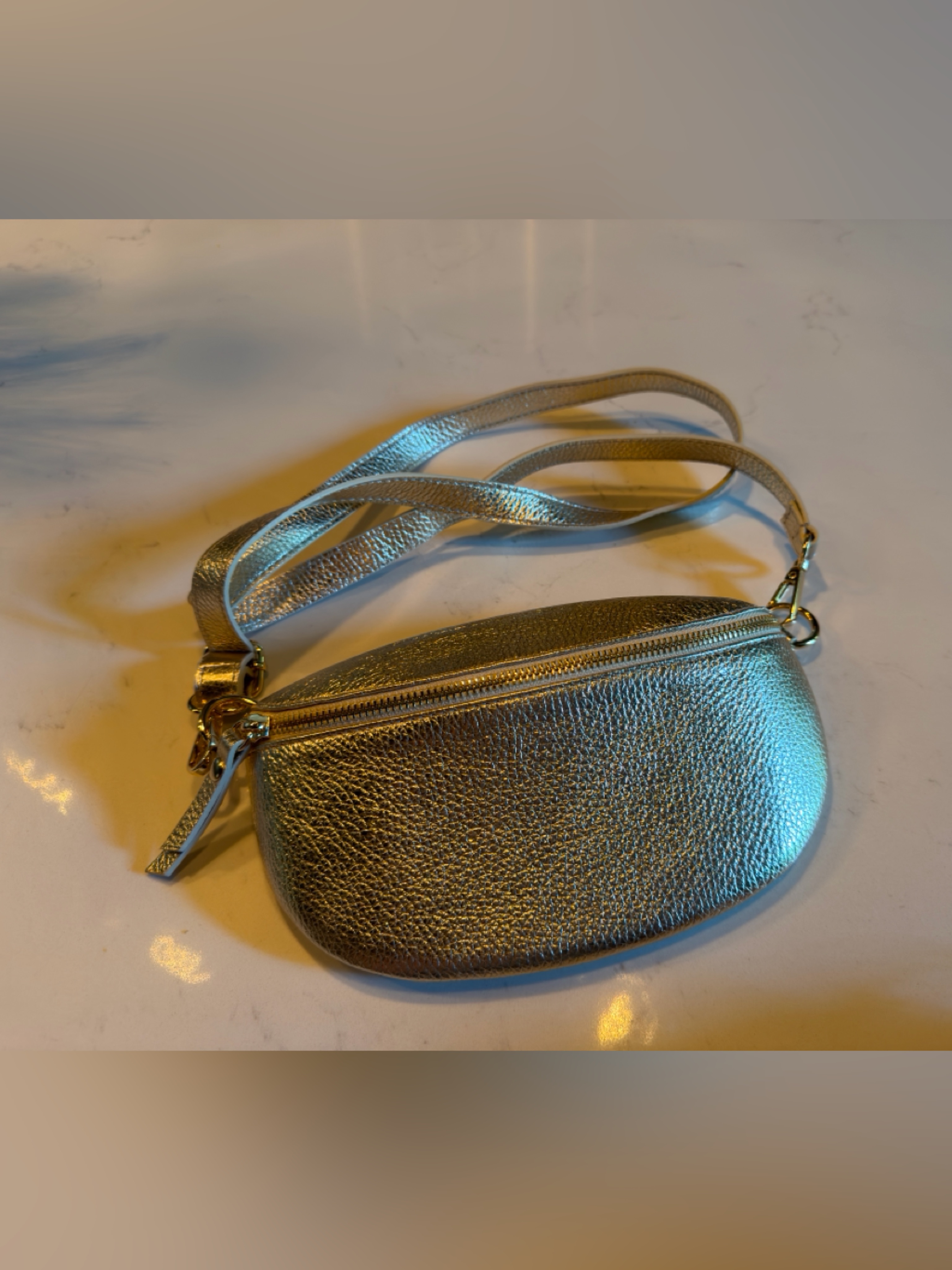 Like New! Elie Beaumont Regular Sling Bag Gold Metallic With 2 Extra Straps — image 4 of 8